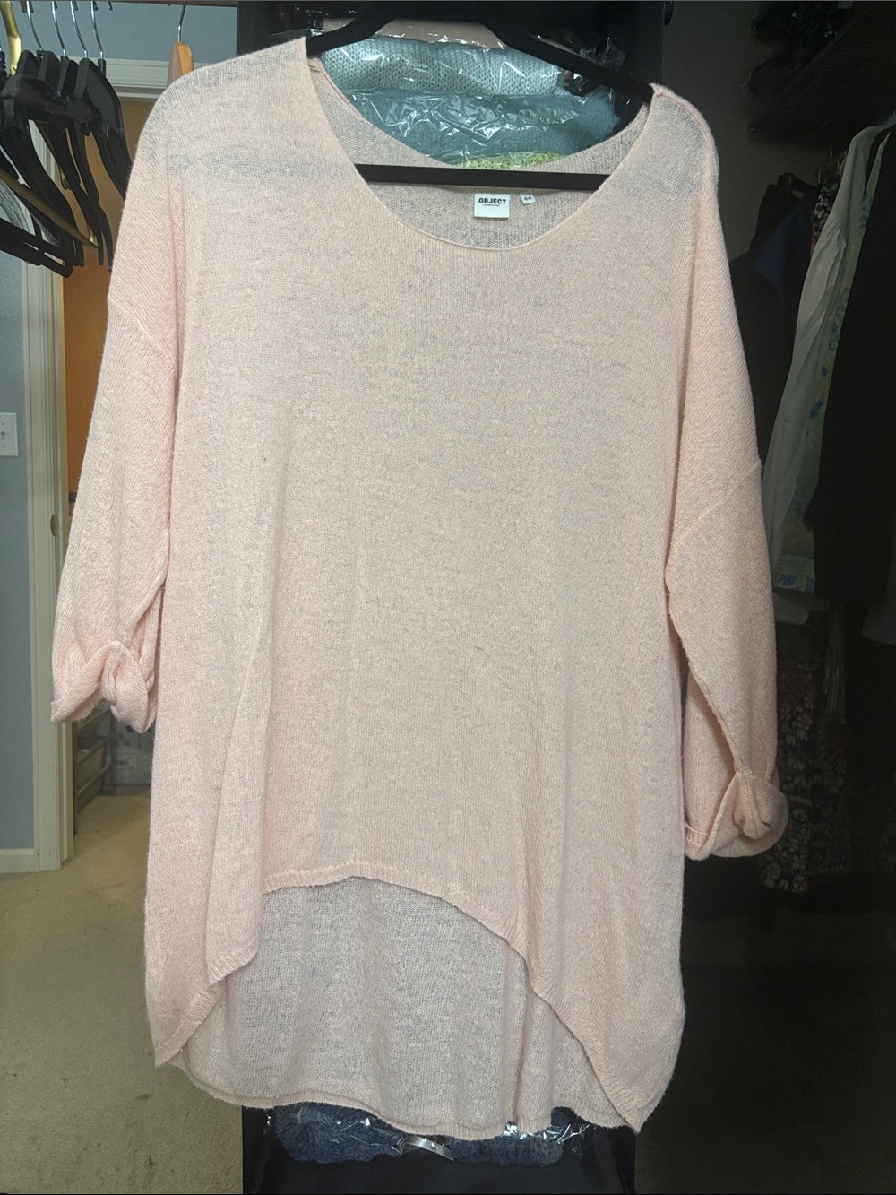 🌸object Europe🌸 feather Light Relaxed Knit Tunic sweater silky blush pink